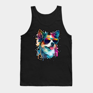 Colourful cool Border Collie dog with sunglasses Tank Top